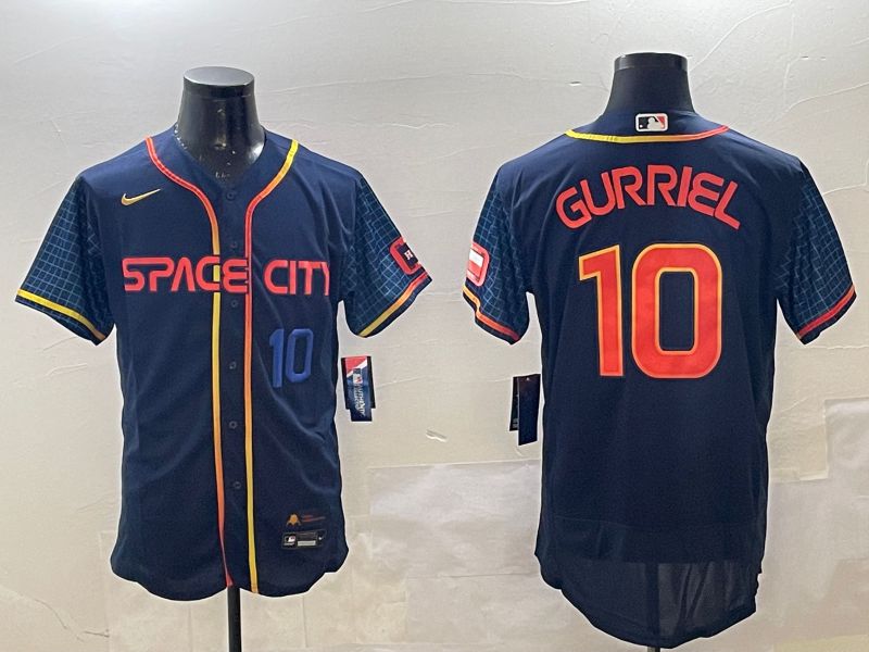 Men Houston Astros 10 Gurriel Blue City Edition Elite 2025 Nike MLB Jersey style 2